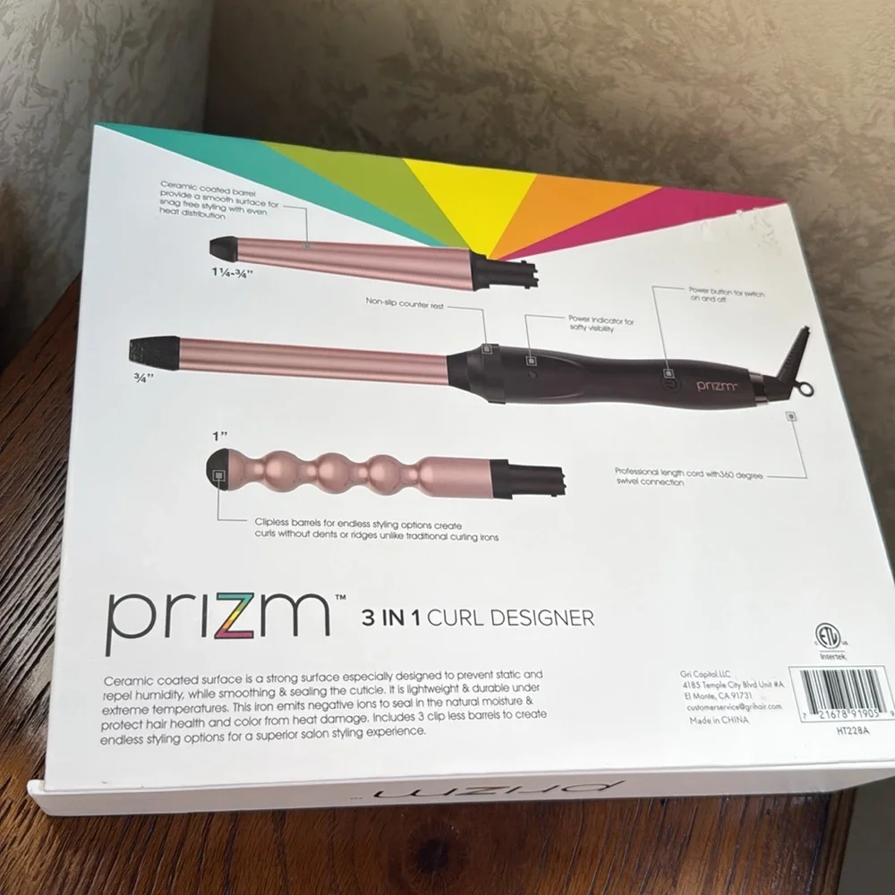 New Prizm 3 in 1 professional ceramic hair curl styling iron set.